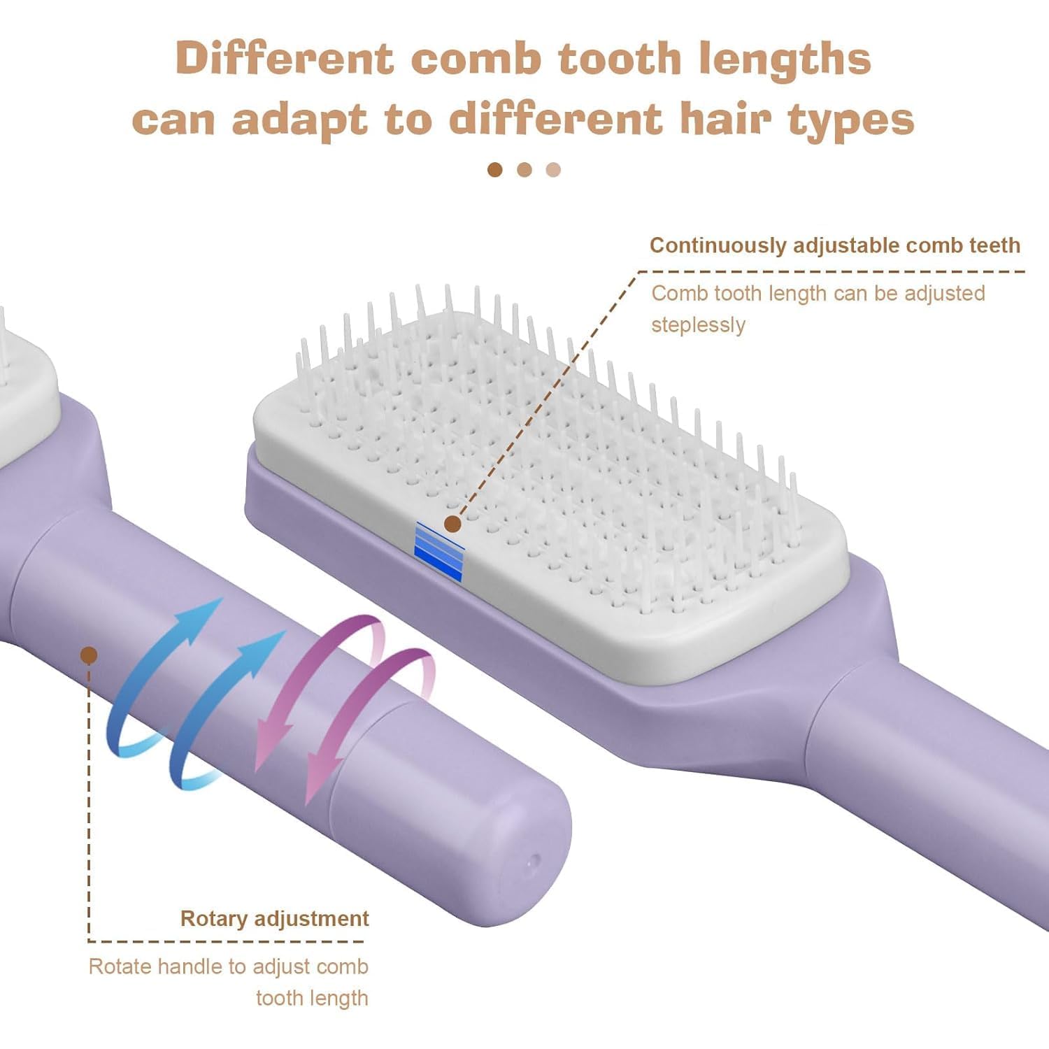 Self-Cleaning Hair Brush for Women | One-Click Hair Removal Massage Comb | Anti-Static Detangling Hair Brush
