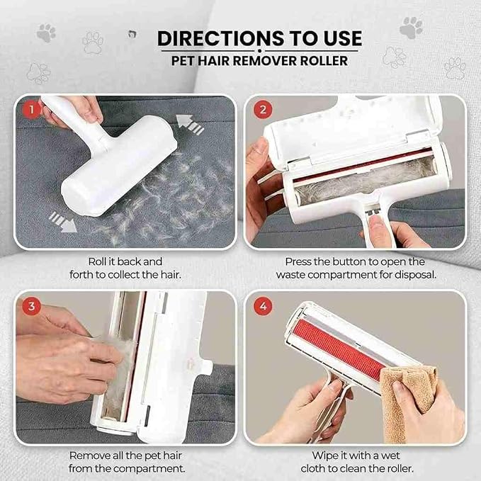 Reusable Pet Hair Removal Roller | Lint Remover for Dog & Cat Fur | Self-Cleaning Pet Hair Cleaner for Clothes, Sofa & Car