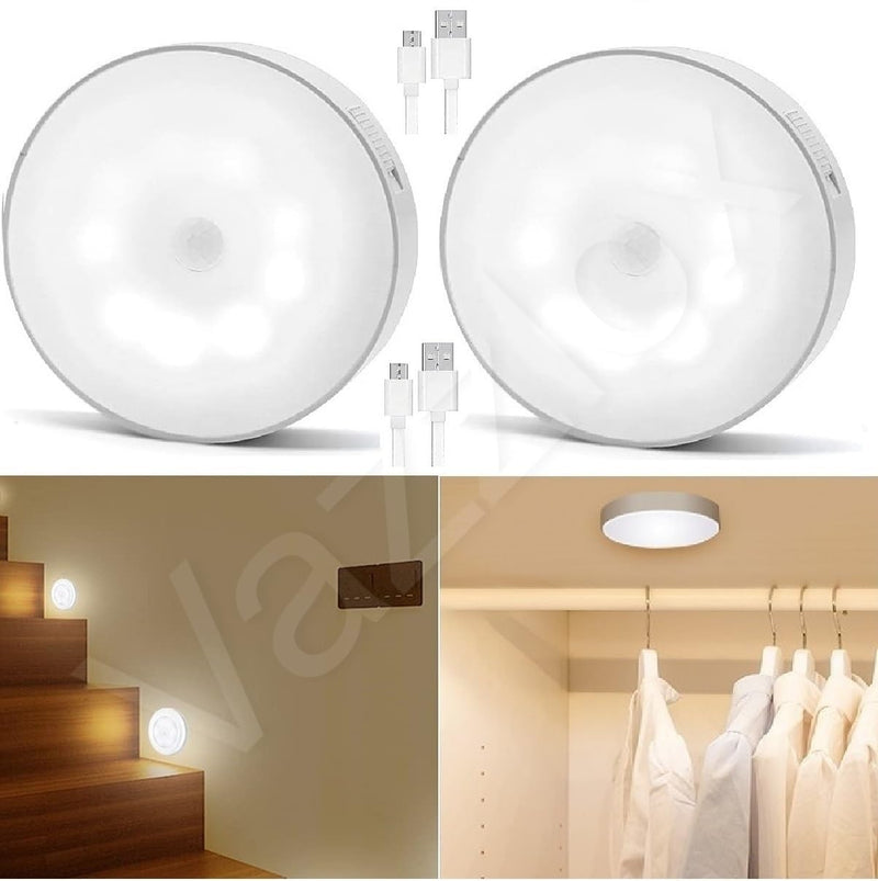 Rechargeable Motion Sensor LED Night Light | USB Rechargeable Magnetic Wireless Light for Bedroom, Wardrobe, Kitchen & Stairs